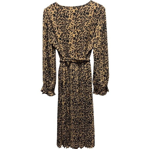 J. Crew Leopard Print Pleated Midi Blouse Dress - Picture 9 of 10